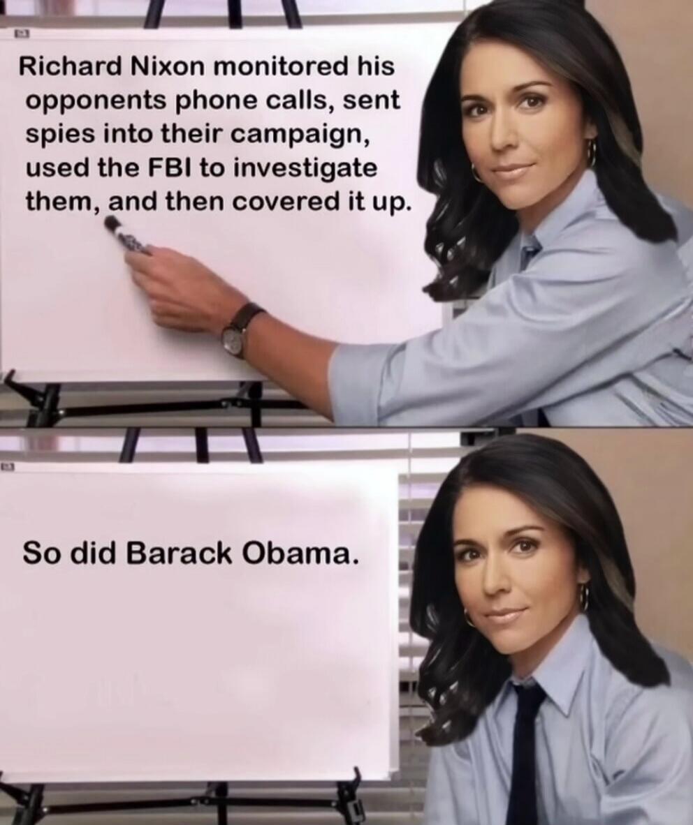 Richard Nixon monitored his opponents' phone calls, sent spies into their campaign, used the FBI to investigate them, and then covered it up. 
So did Barack Obama.