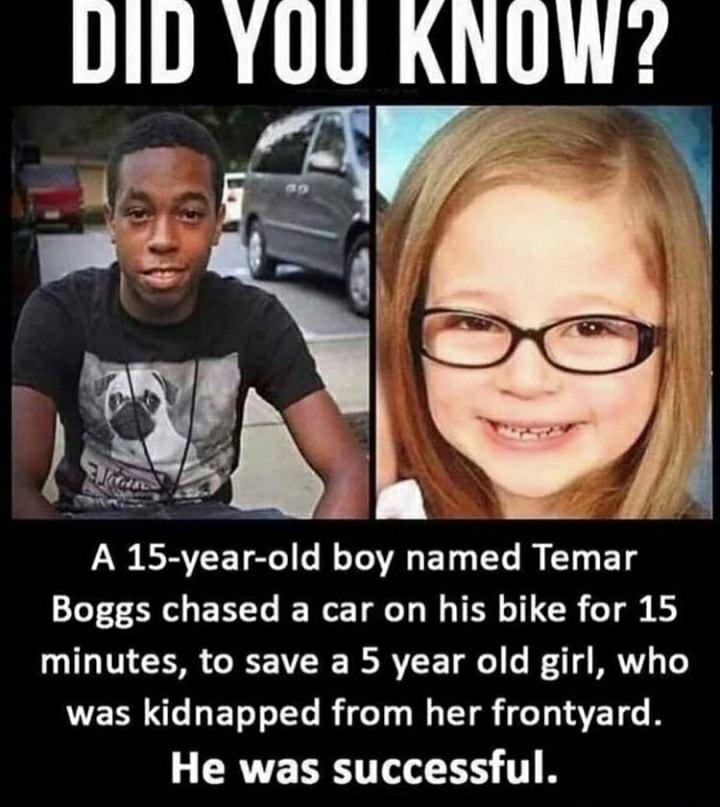 A 15 year old boy named Temar LT A E L W Tl T W TR T CR o g minutes to save a 5 year old girl who ERR I IEToJoTe Rife T M YR i T0aE CRYE R T 1 1 1