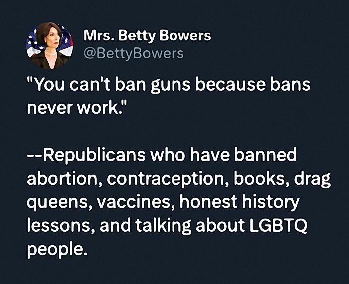 Mrs Betty Bowers BettyBowers You cant ban guns because bans never work B G oV o Ty R TN AY o E T g ITe ELoTelg l W eTelal f TelT o e Wl oo Yol Mo 2T4 o VLT RV Tolel T g Lo Ty TSI 44 TR o1 I ERET Lo R 1 LoV o Te TVl d M 1 0 people
