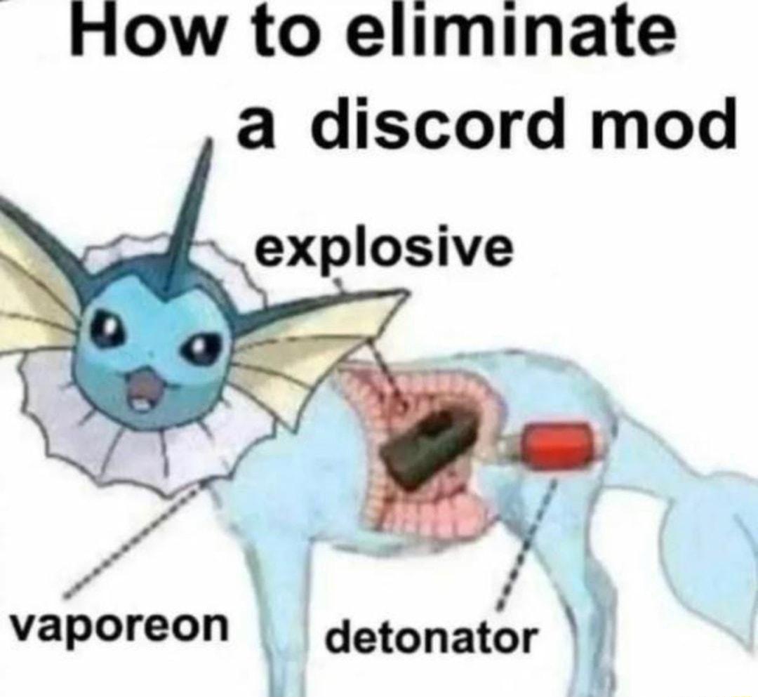 How to eliminate a discord mod explosive o y vaporeon L detonator n