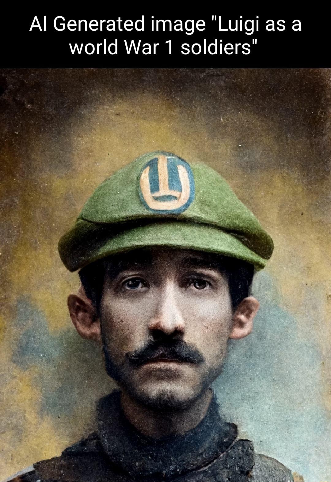 Al Generated image Luigi as a world War 1 soldiers