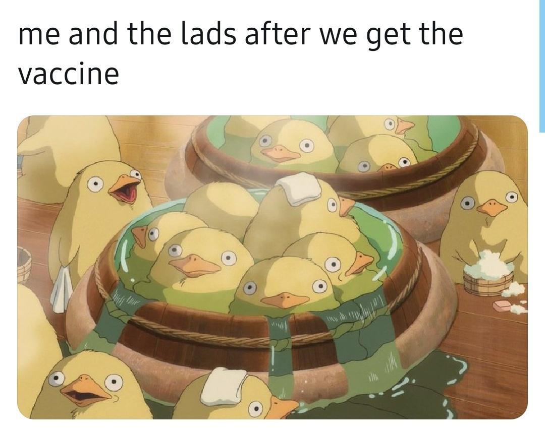 me and the lads after we get the vaccine