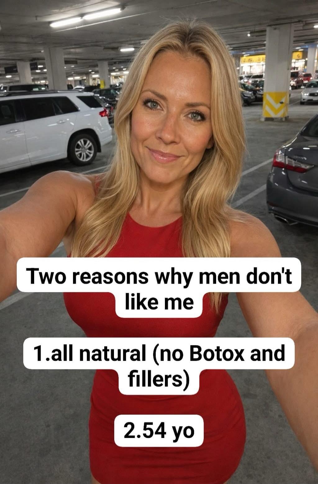Two reasons why men don't like me
1.all natural (no Botox and fillers)
2.54 yo