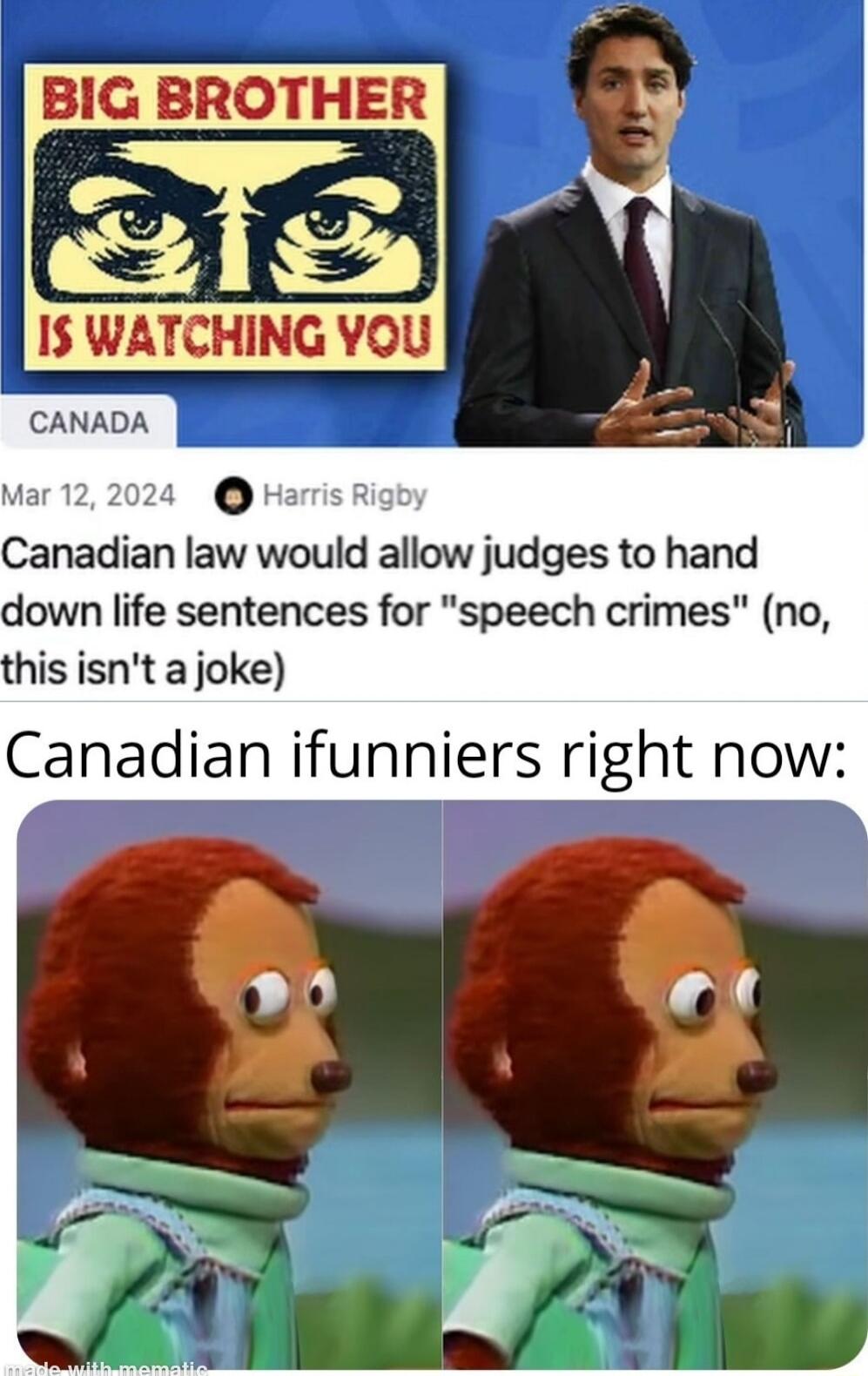 Canadian law would allow judges to hand down life sentences for speech crimes no t a joke Canadian ifunniers right now