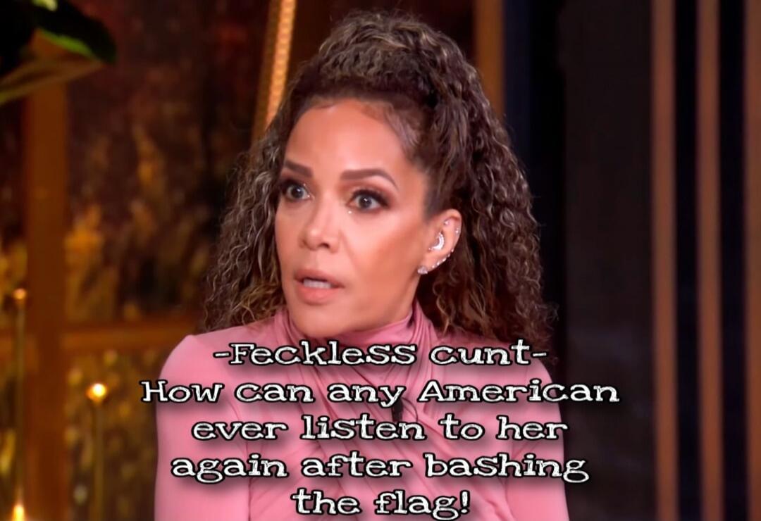 Feckless cunt. How can any American ever listen to her again after bashing the flag!