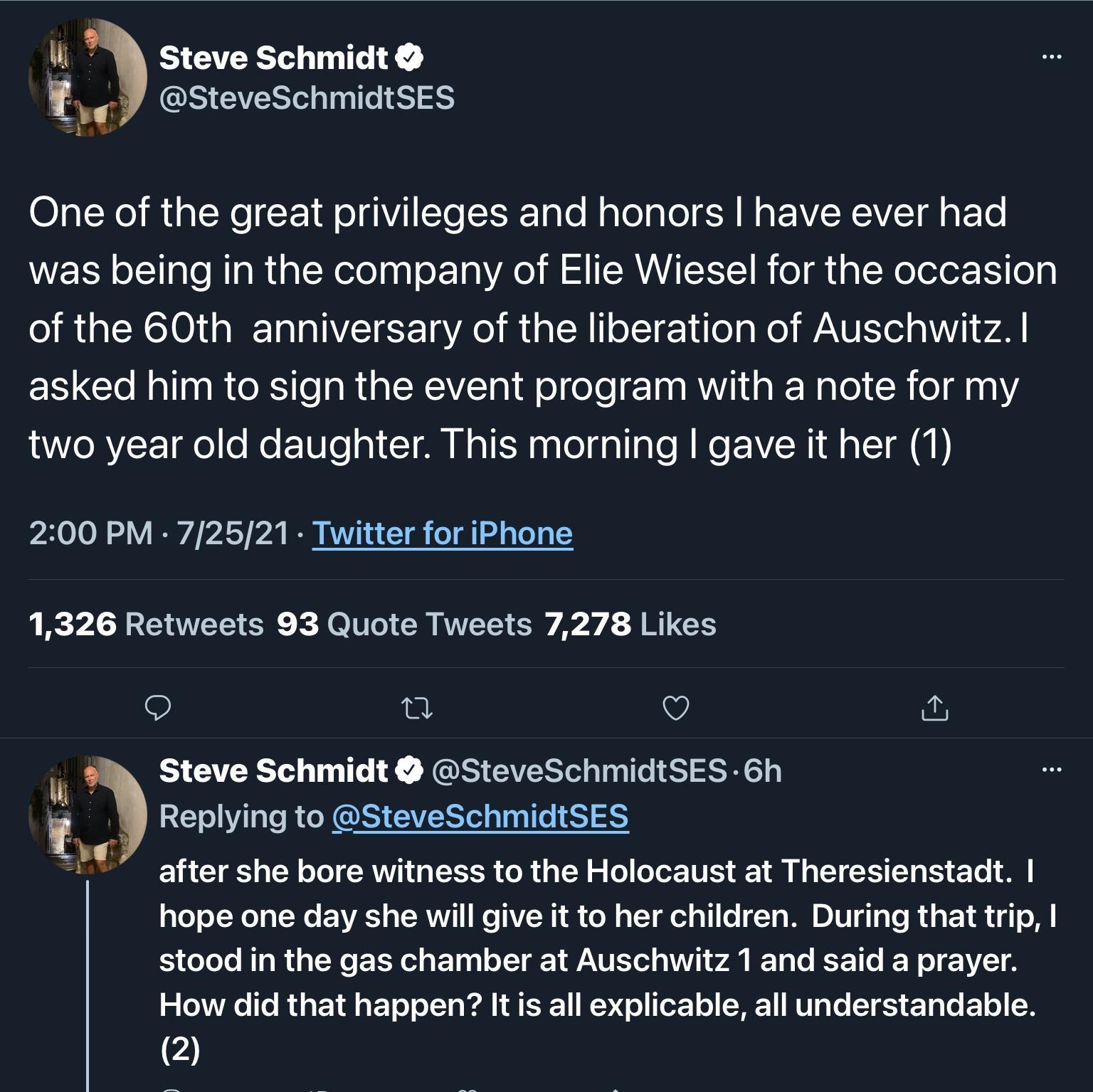 Steve Schmidt QSIS e 1 S 0o T Nel RN N I NI Yo SISFale M plo o Tl R Ma WEXEC A g FoTo WELR olTale RlaRialKelolag oF10VA fl S IERWATSIIEI R o g TYoTolox oy o R a1 AT A IVEL S 0 B a TR o 1S o g o AN el aWVi vl asked him to sign the event program with a note for my two year old daughter This morning gave it her 1 200 PM 72521 Twitter for iPhone g P LN R Y ANTCYEY R s KR 100 W LY Sy A 4 R TGS 1o Q a S