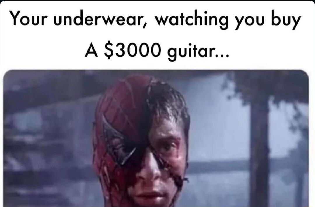 Your underwear watching you buy A 3000 guitar