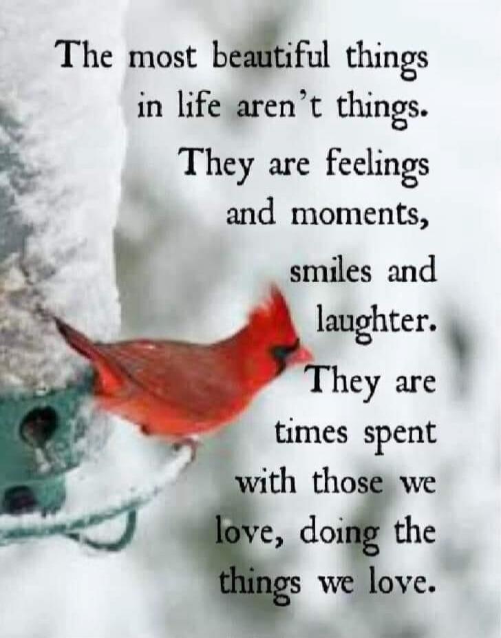 The most beautiful things in life aren't things. They are feelings and moments, smiles and laughter. They are times spent with those we love, doing the things we love.
