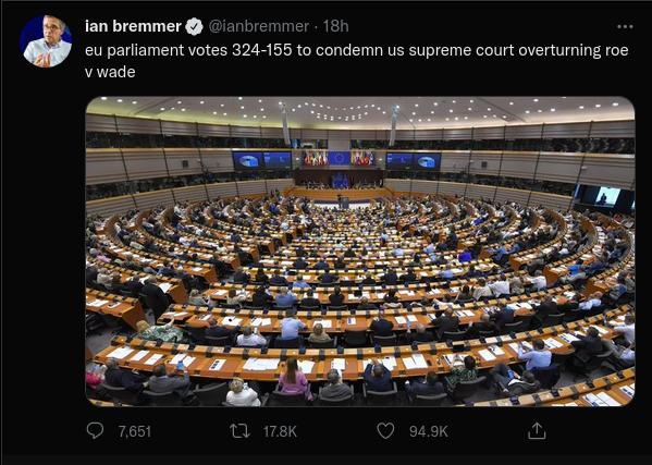 wbremmer 18h an bremmer eu parfament votes 324 155 o condemn us supreme court overturing roe vwade