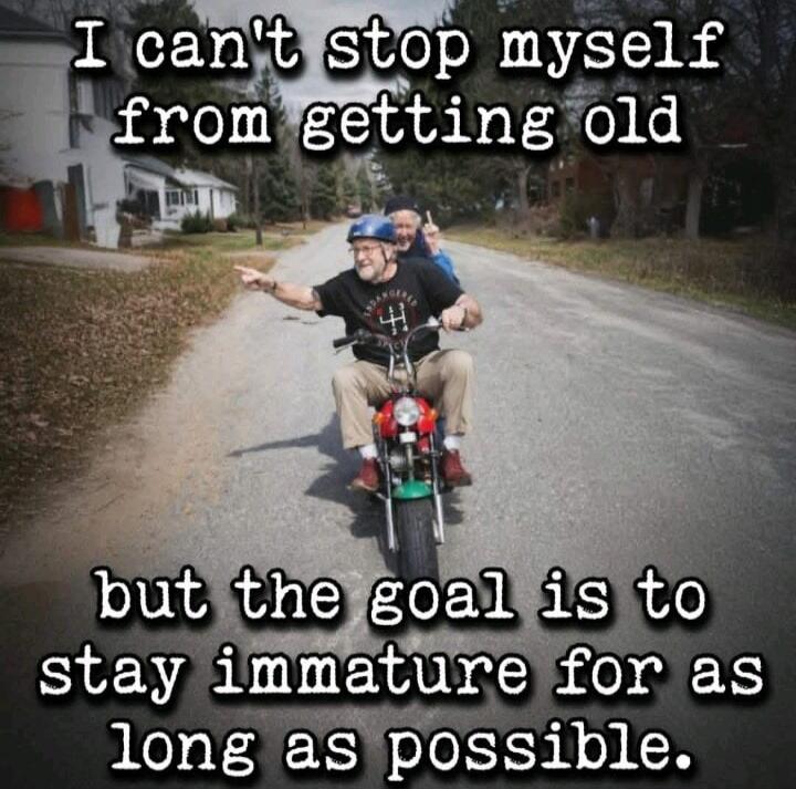 I can't stop myself from getting old but the goal is to stay immature for as long as possible.