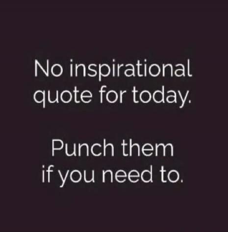 No inspirational quote for today. Punch them if you need to.