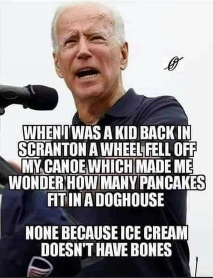 WHEN I WAS A KID BACK IN SCRANTON A WHEEL FELL OFF MY CANOE WHICH MADE ME WONDER HOW MANY PANCAKES FIT IN A DOGHOUSE NONE BECAUSE ICE CREAM DOESN'T HAVE BONES