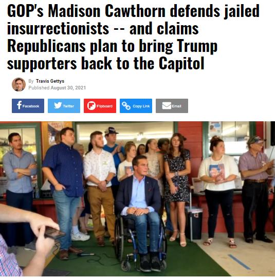 GOPs Madison Cawthorn defends jailed insurrectionists and claims Republicans plan to bring Trump