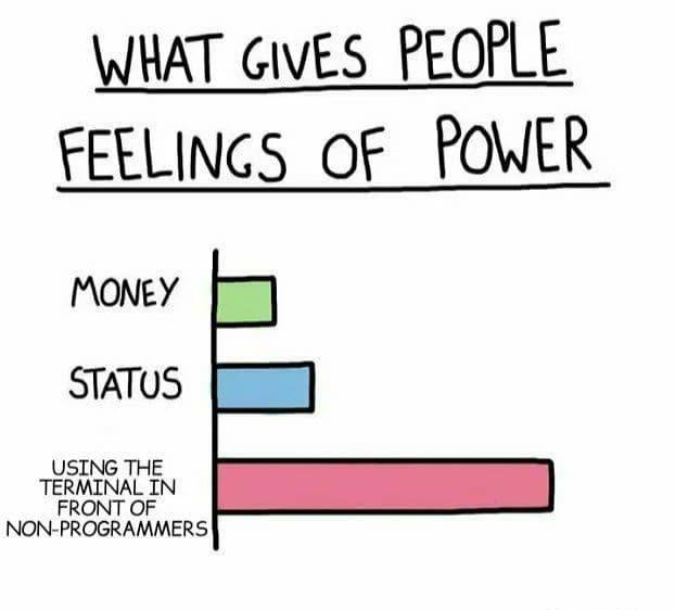 WHAT Ives PEOPLE FEELINGS OF POWER MONEY STATUS USING THE TERMINAL IN FRONT OF NON PROGRAMMERS