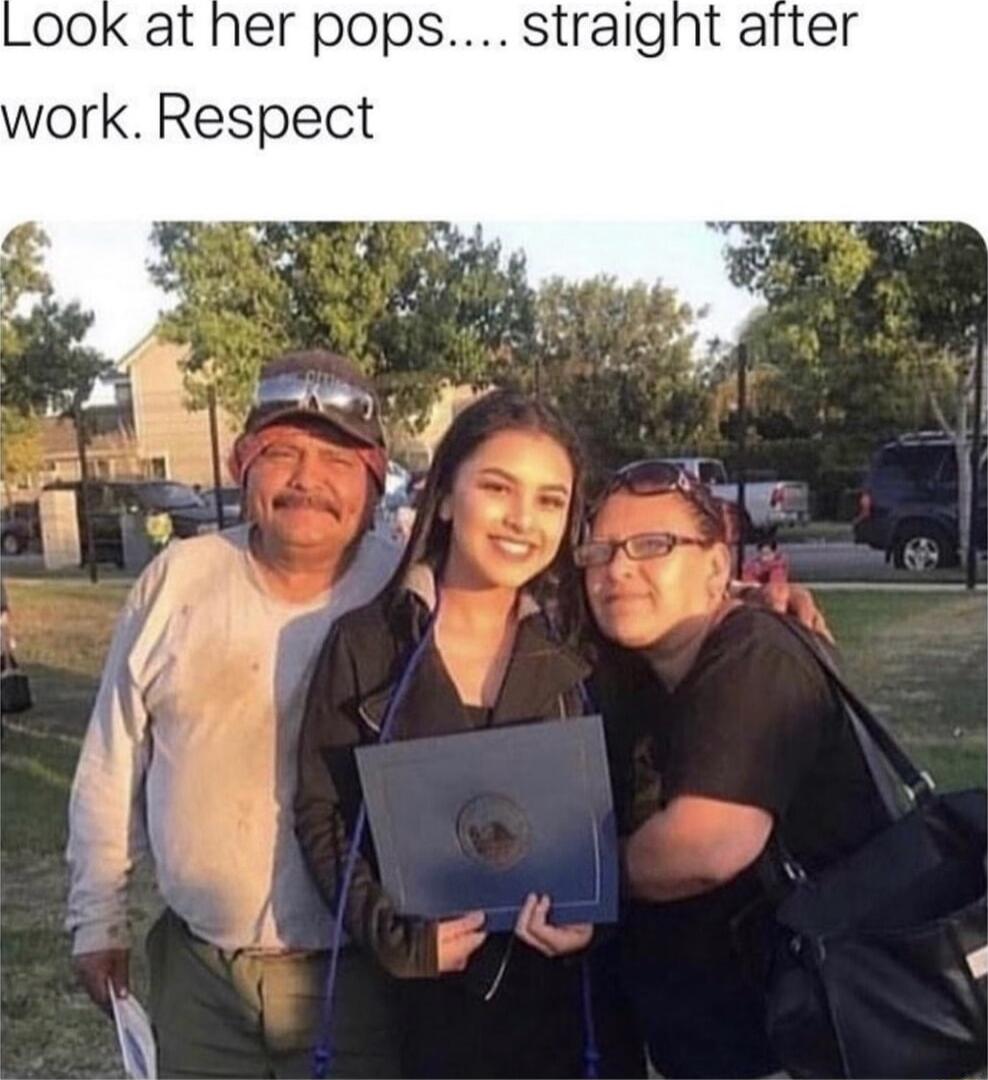 00K at her pops straight after work Respect