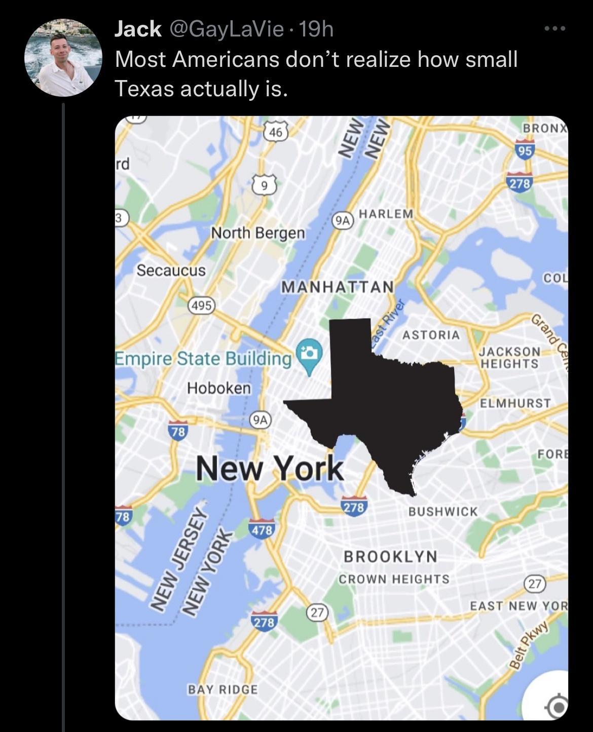 IETS gCICE VY REUTRR oy I W lost Americans dont realize how small L ERET E VAT BRON e on HARLEM North Bergen Secaucus MANHATTAN 495 495 n ASTORIA JACKSON HEIGHTS ELMHURST New York BUSHWICK BROOKLYN CROWN HEIGHTS 27 EAST NEW YOR BAY RIDGE