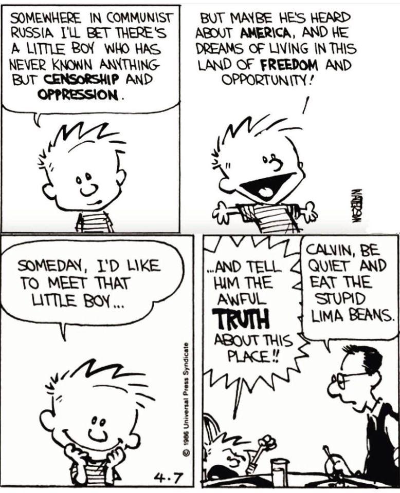 SOMEWHERE IN COMMUNIST RUSSIA TUL BET THERES A LITTLE BOY WHO HAS NEVER KNONN ANNTHING BUT CENSORSHIP AND kS BUT MAYBE HES HEARD ABUT AMERICA AND HE DREANS OF LIVING INTHIS SOMEDAY ID WKE TO MEET THAT