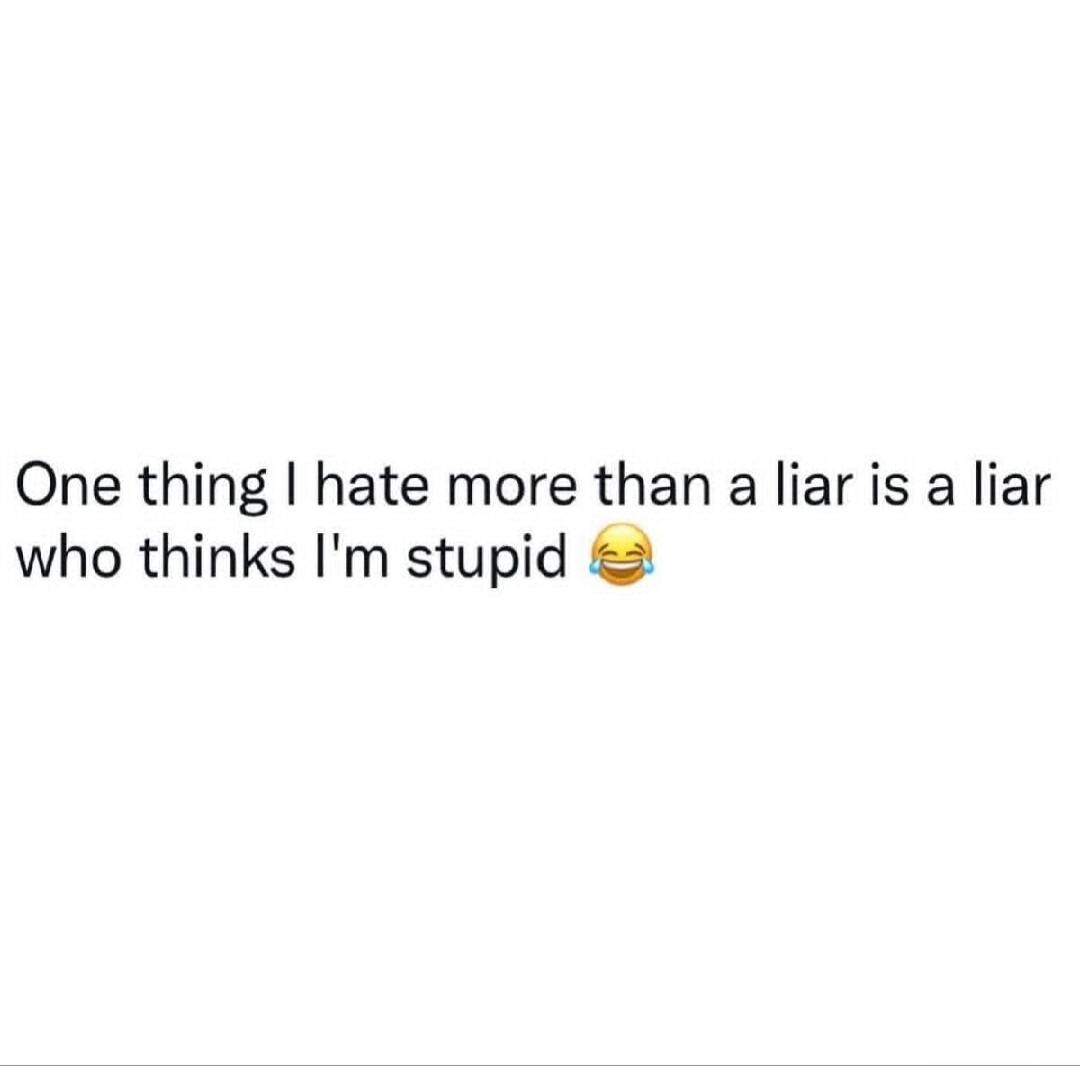 One thing I hate more than a liar is a liar who thinks I'm stupid 😂