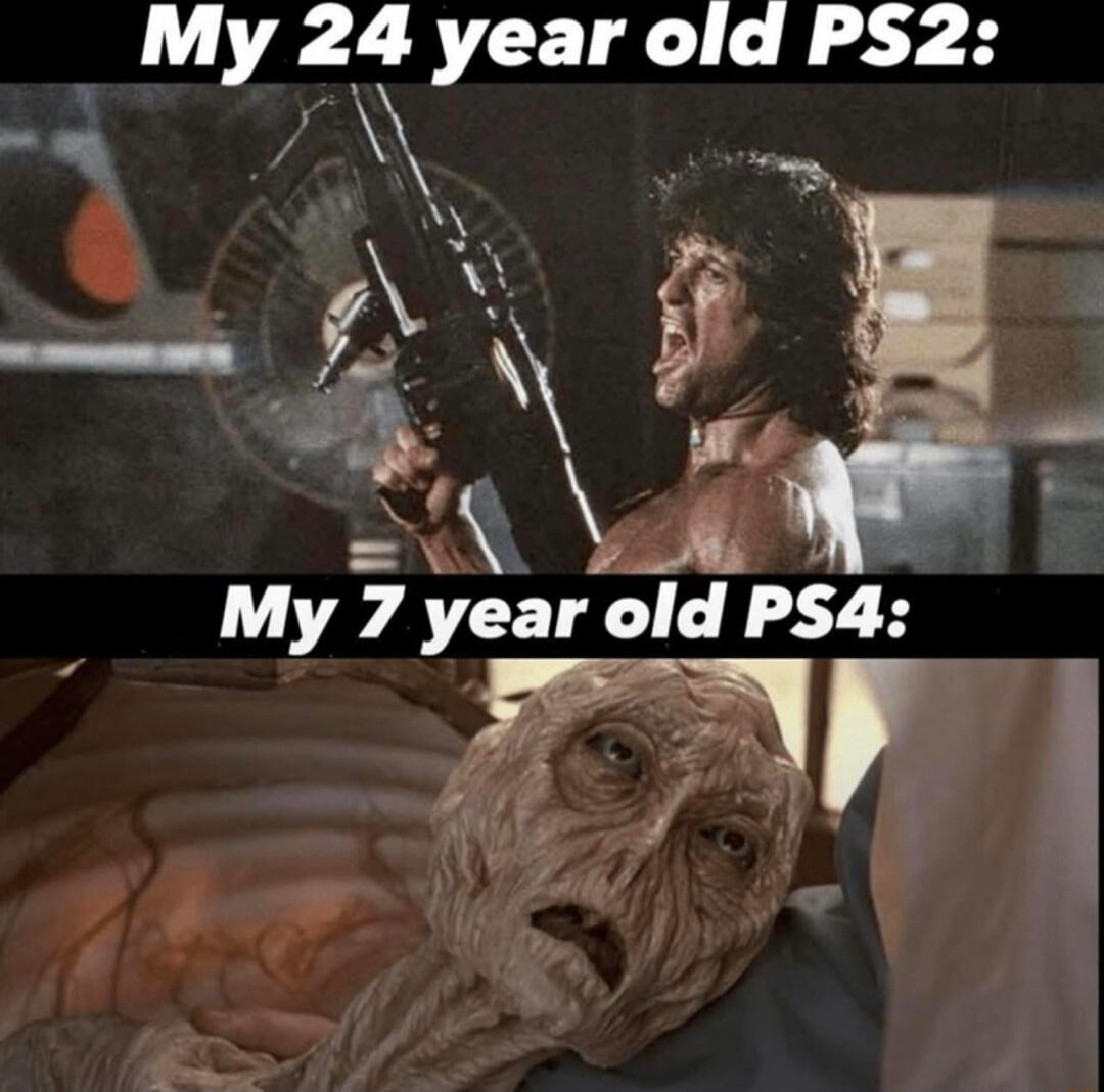 My 24 year old PS2:
My 7 year old PS4: