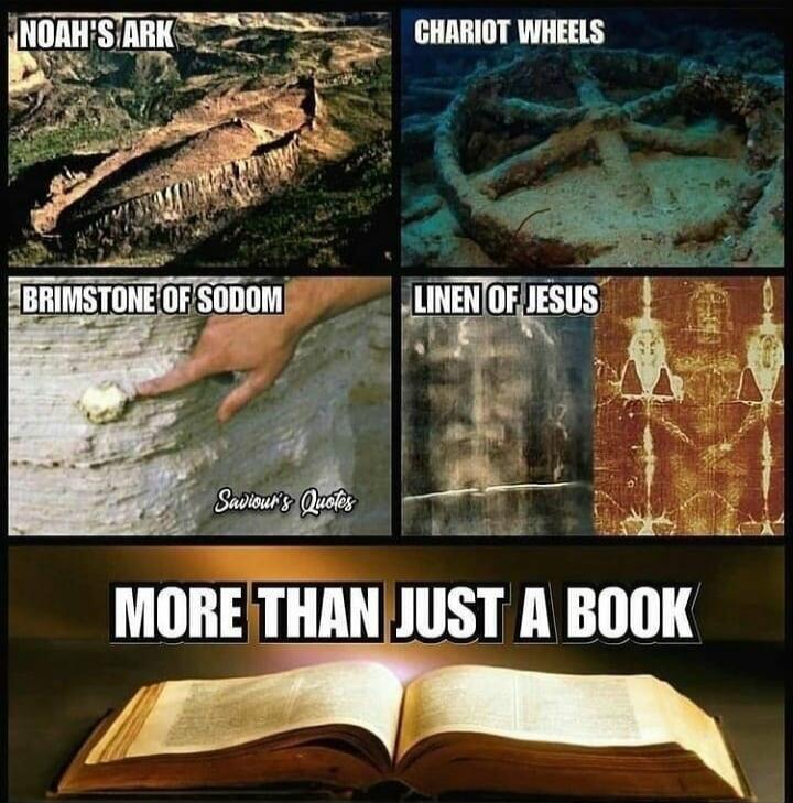 NOAH'S ARK CHARIOT WHEELS BRIMSTONE OF SODOM LINEN OF JESUS Saviour's Quotes MORE THAN JUST A BOOK