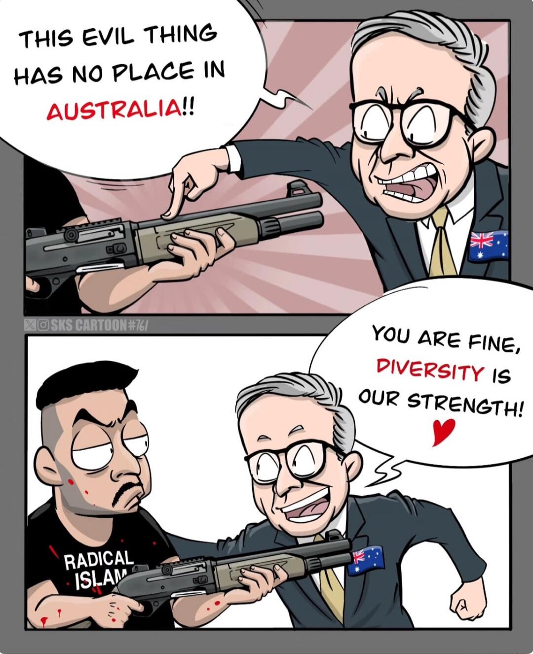 THIS EVIL THING HAS NO PLACE IN AUSTRALIA!!
YOU ARE FINE, DIVERSITY IS OUR STRENGTH! ♥
RADICAL ISLAM