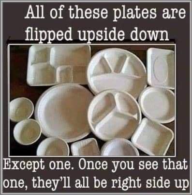 All of these plates are ied upside s 1ot IExcept one Once you see that one theyll all be right side up