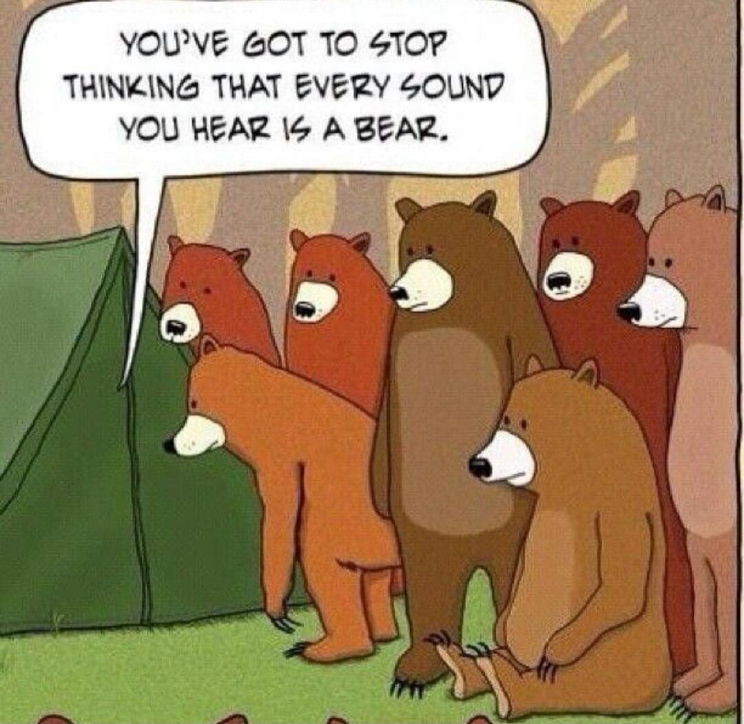 YOU'VE GOT TO STOP THINKING THAT EVERY SOUND YOU HEAR IS A BEAR.
