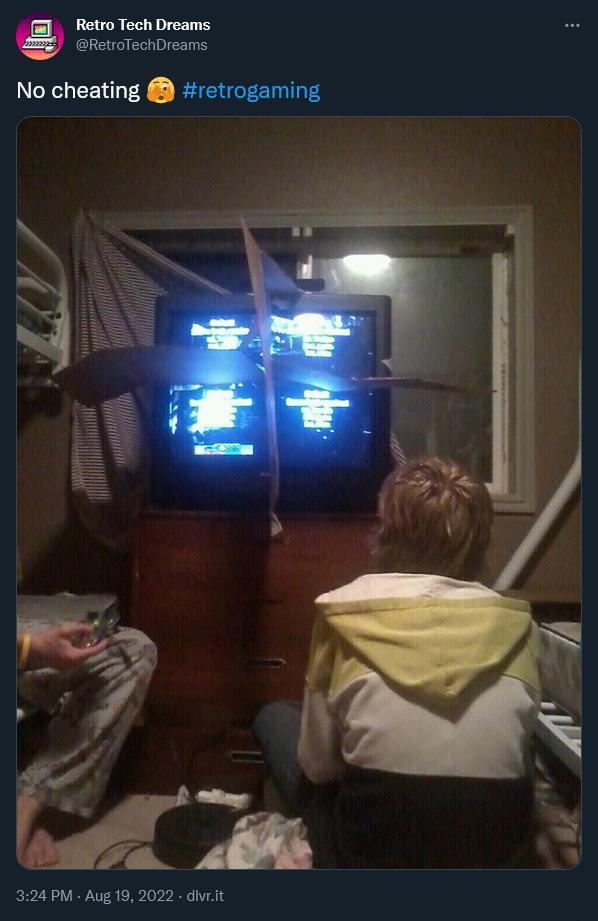 Retro Tech Dreams RetroTechDreams No cheating retrogaming 324 PM Aug 19 2022 divet 25 Rstwests 4 Quota Twests 281 Likes ja L d B