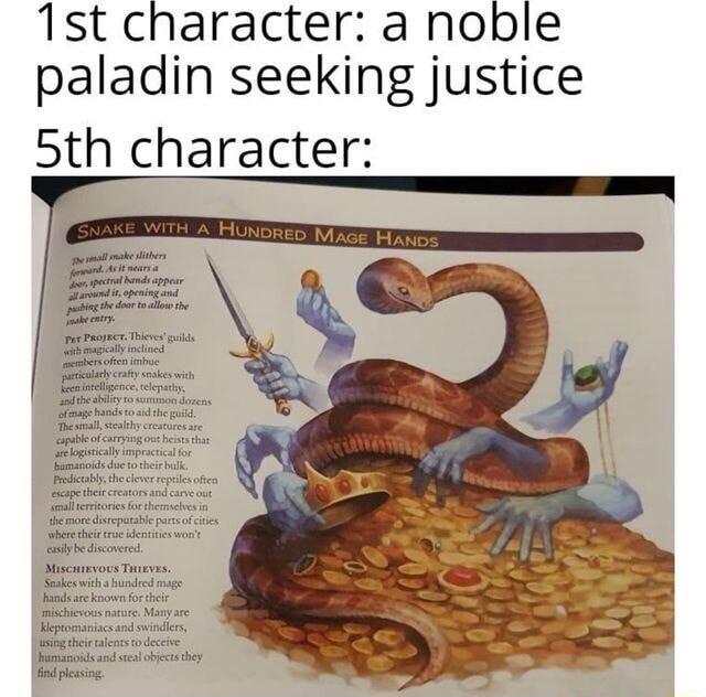 1st character a noble paladin seeking justice 5th character