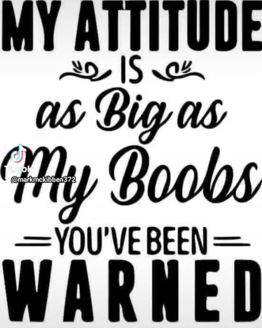 MY ATTITUDE IS as Big as My Boobs YOU'VE BEEN WARNED