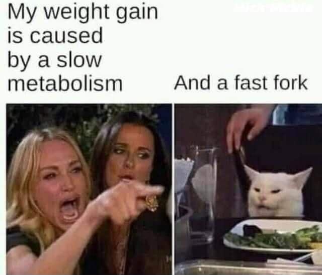 My weight gain is caused by a slow metabolism And a fast fork