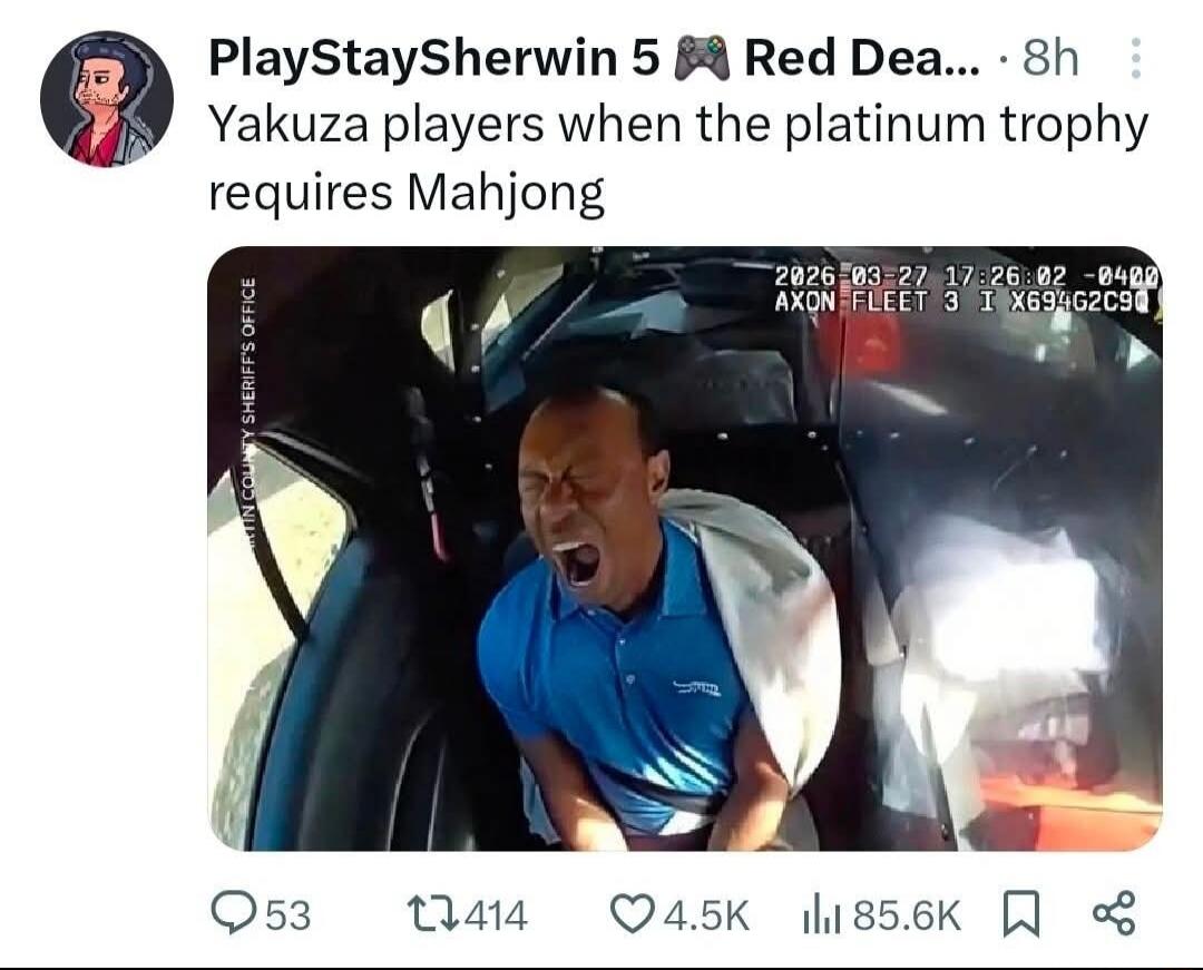 Yakuza players when the platinum trophy requires Mahjong. MARTIN COUNTY SHERIFF'S OFFICE. 2026-03-27 17:26:02 -0400 AXON FLEET 3 I X694G2C9Q