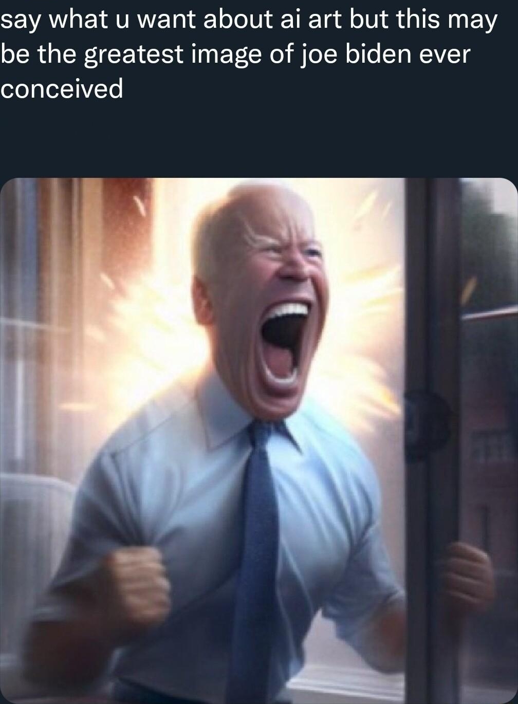 say what u want about ai art but this may be the greatest image of joe biden ever conceived