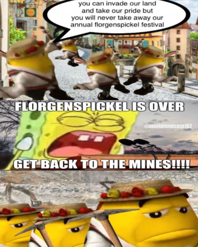 you can invade our land and take our pride but you will never take away our annual florgenspickel festival