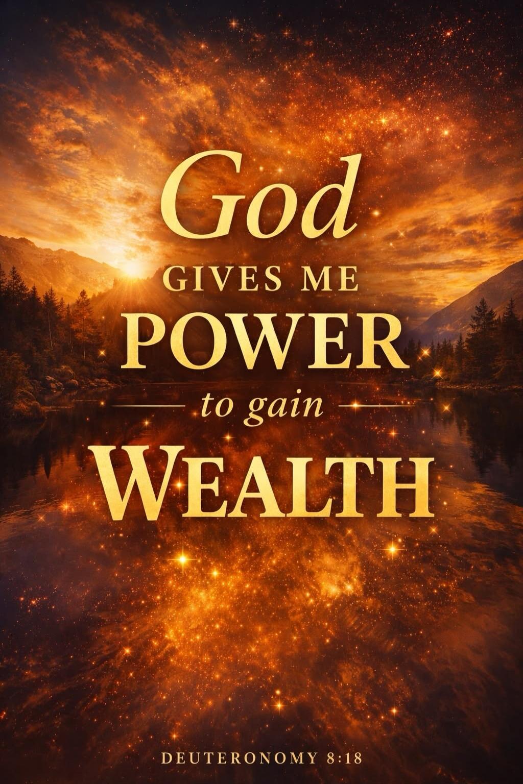 God gives me power to gain wealth. Deuteronomy 8:18