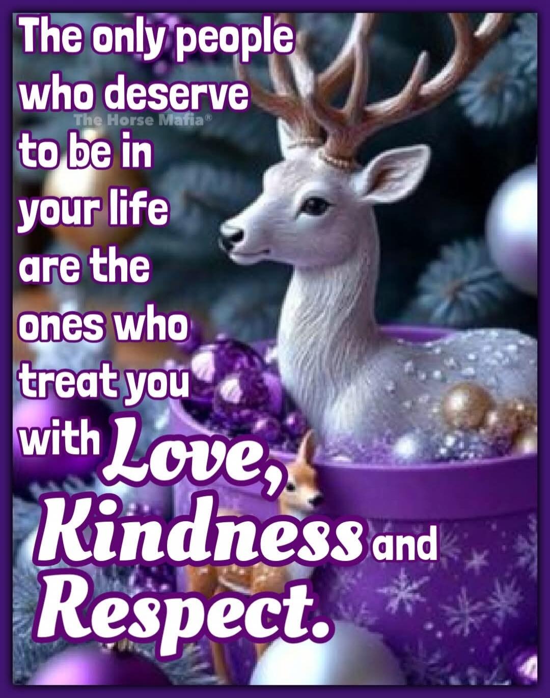 The only people who deserve to be in your life are the ones who treat you with Love, Kindness and Respect.