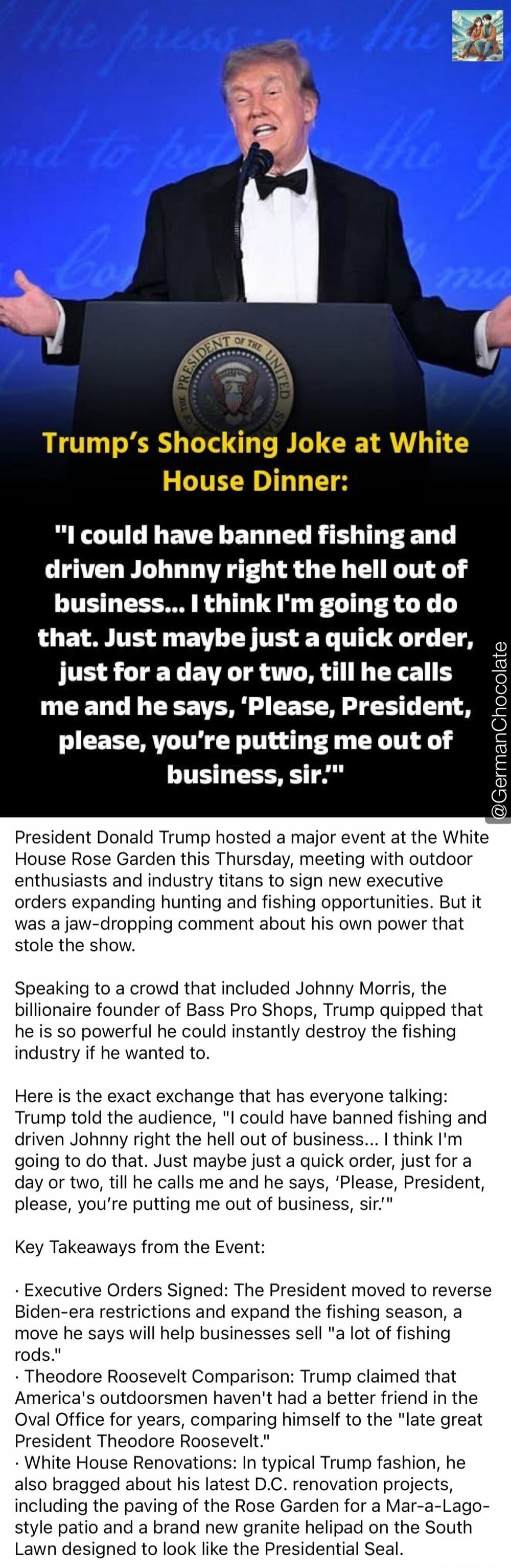Trump's Shocking Joke at White House Dinner: 