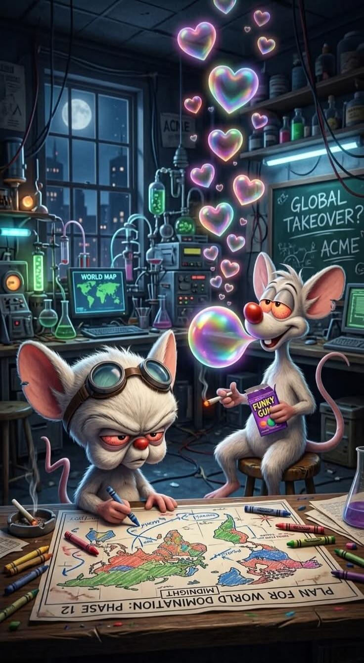 GLOBAL TAKEOVER? ACME WORLD MAP FUNKY GUM PLAN FOR WORLD DOMINATION: PHASE 12 MIDNIGHT