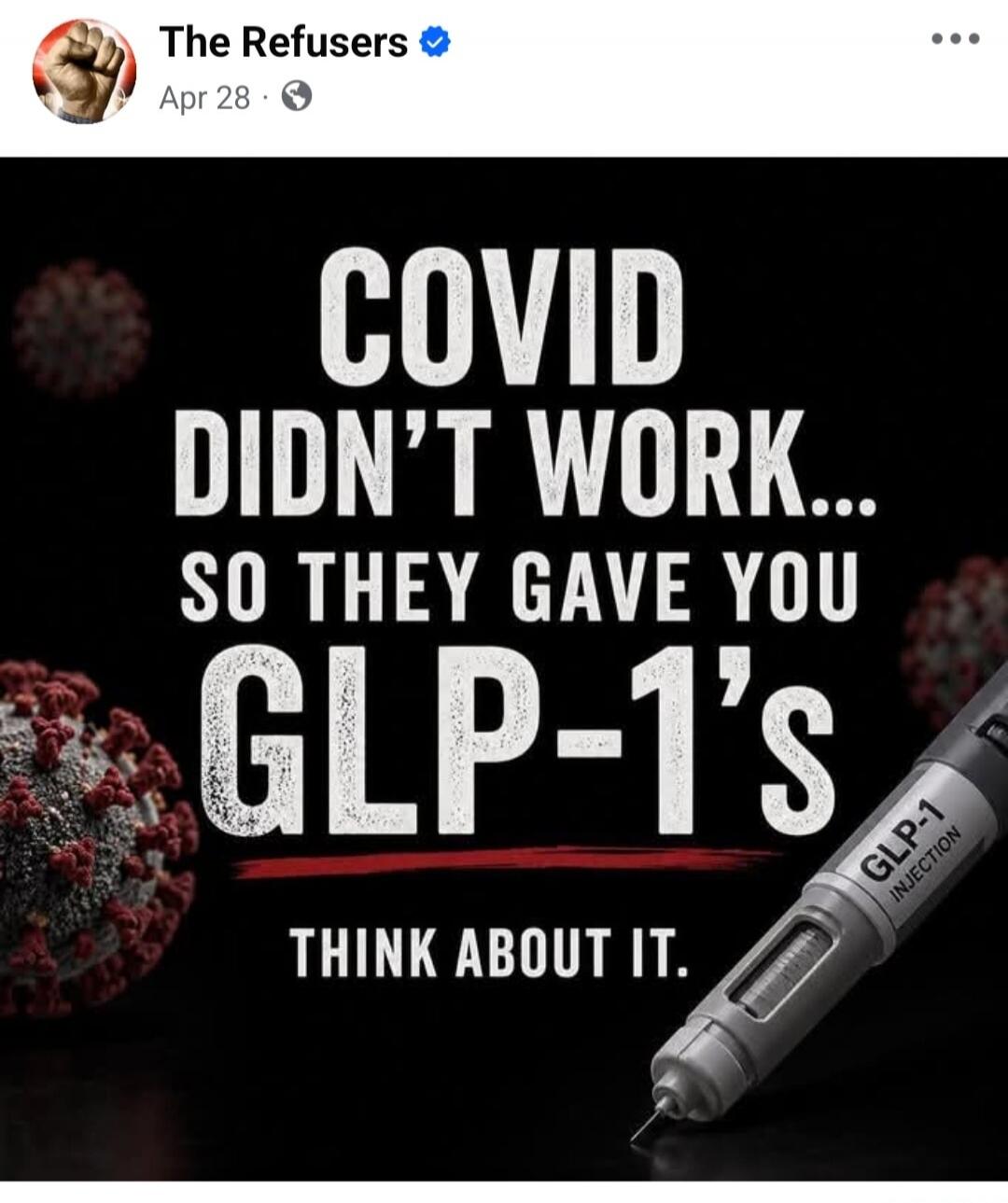 COVID DIDN'T WORK... SO THEY GAVE YOU GLP-1's THINK ABOUT IT.