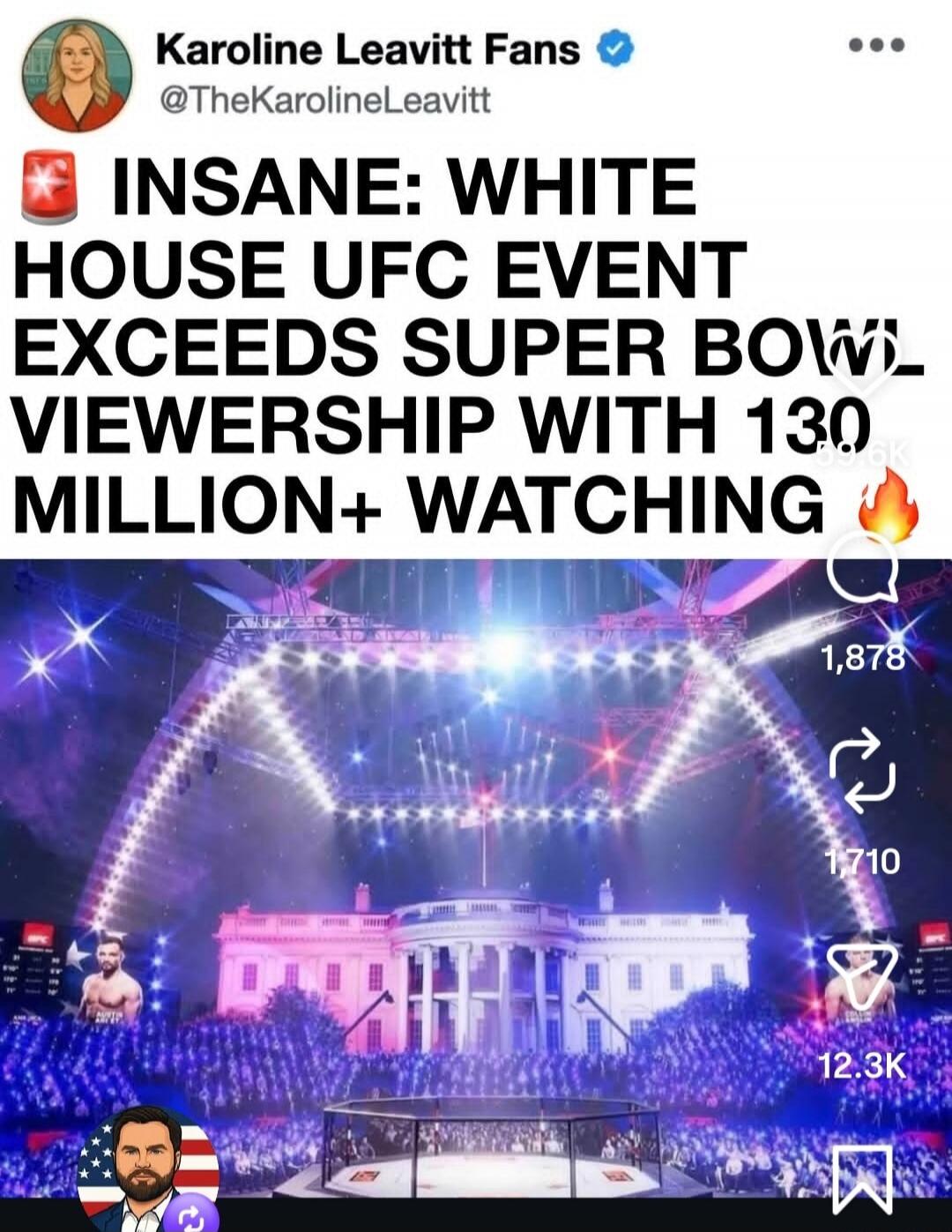 INSANE: WHITE HOUSE UFC EVENT EXCEEDS SUPER BOWL VIEWERSHIP WITH 130 MILLION+ WATCHING