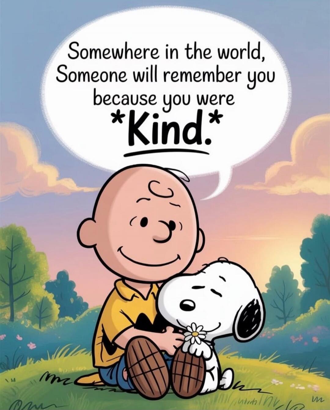 Somewhere in the world, Someone will remember you because you were *Kind*.