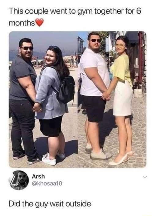 This couple went to gym together for 6 months Did the guy wait outside