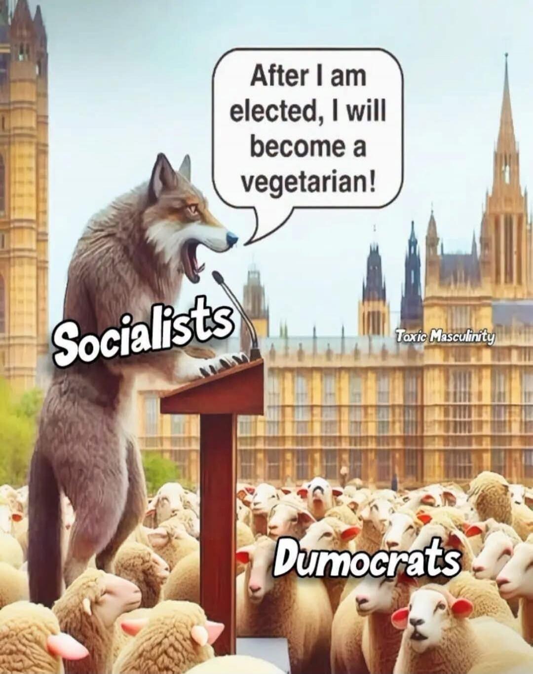 After I am elected, I will become a vegetarian! Socialists Dumocrats Toxic Masculinity