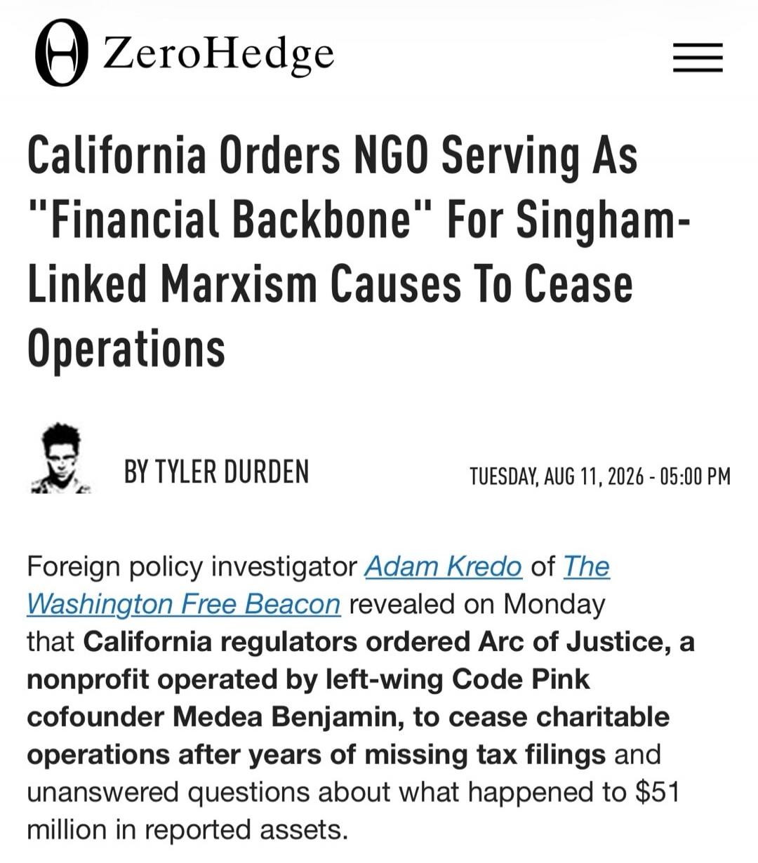 ZeroHedge California Orders NGO Serving As 