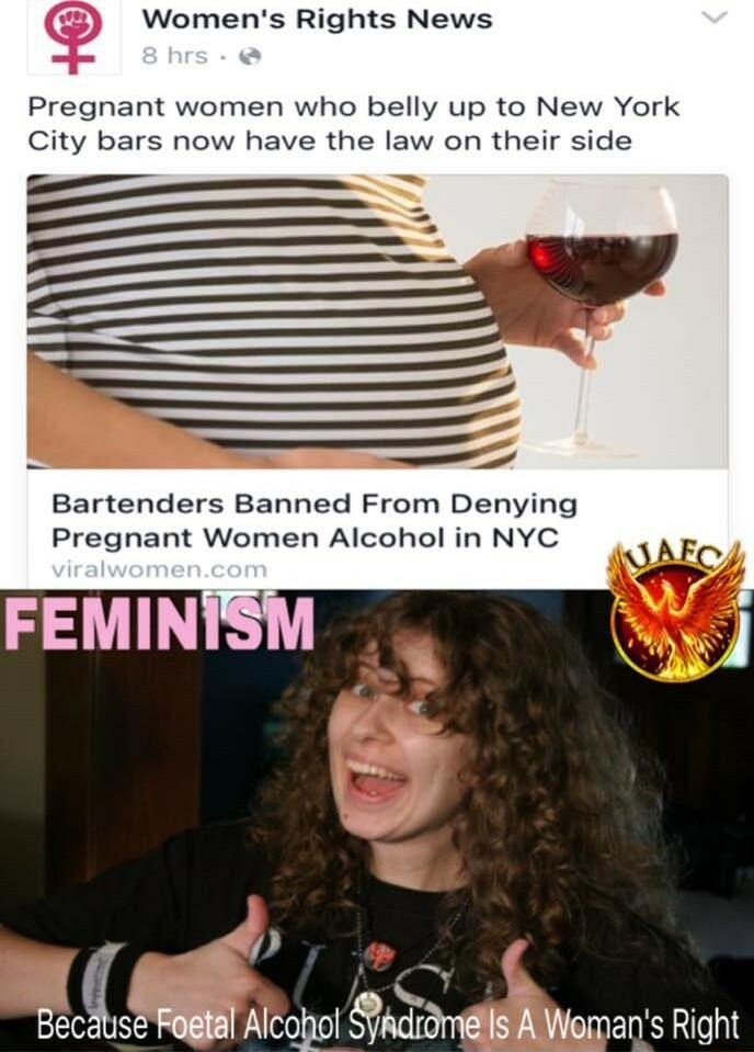 Womens Rights News Pregnant women who belly up to New York City bars now have the law on their side _ 3 Bartenders Banned From Denying Pregnant Women Alcohol in NYC 4 i Y 3 Becise Fogtal Alcohol NEreIs AWemans Right