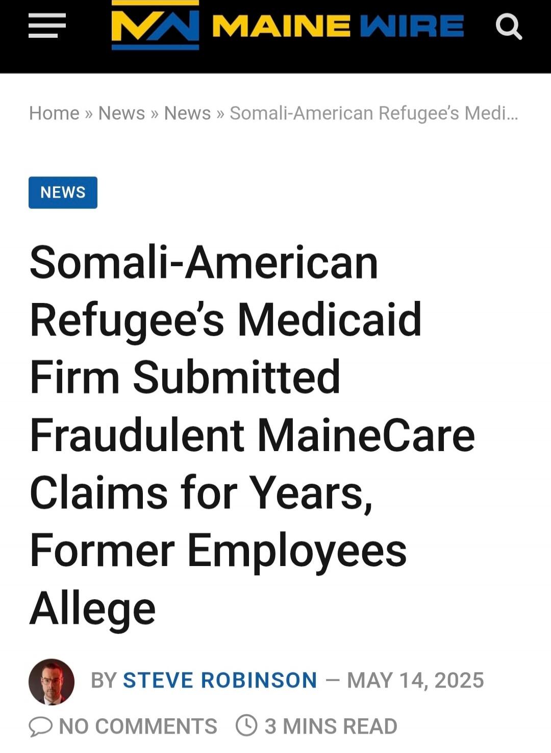 Somali-American Refugee’s Medicaid Firm Submitted Fraudulent MaineCare Claims for Years, Former Employees Allege

BY STEVE ROBINSON — MAY 14, 2025