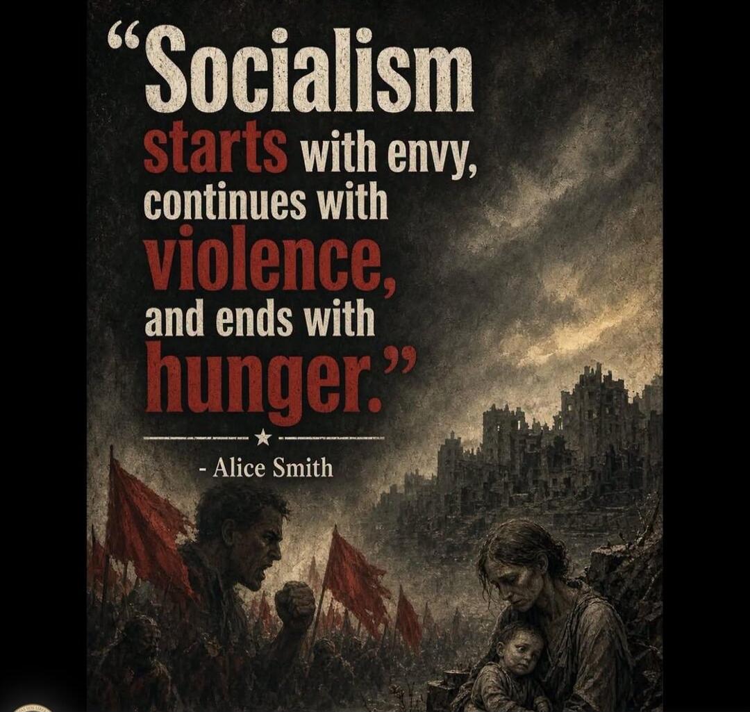 Socialism starts with envy, continues with violence, and ends with hunger. - Alice Smith