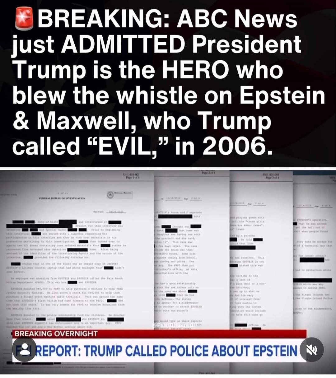 BREAKING: ABC News just ADMITTED President Trump is the HERO who blew the whistle on Epstein & Maxwell, who Trump called 