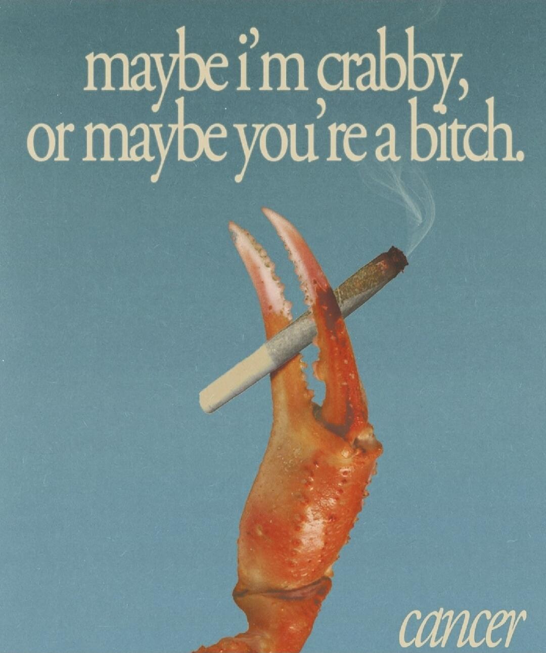 maybe i'm crabby, or maybe you’re a bitch. cancer