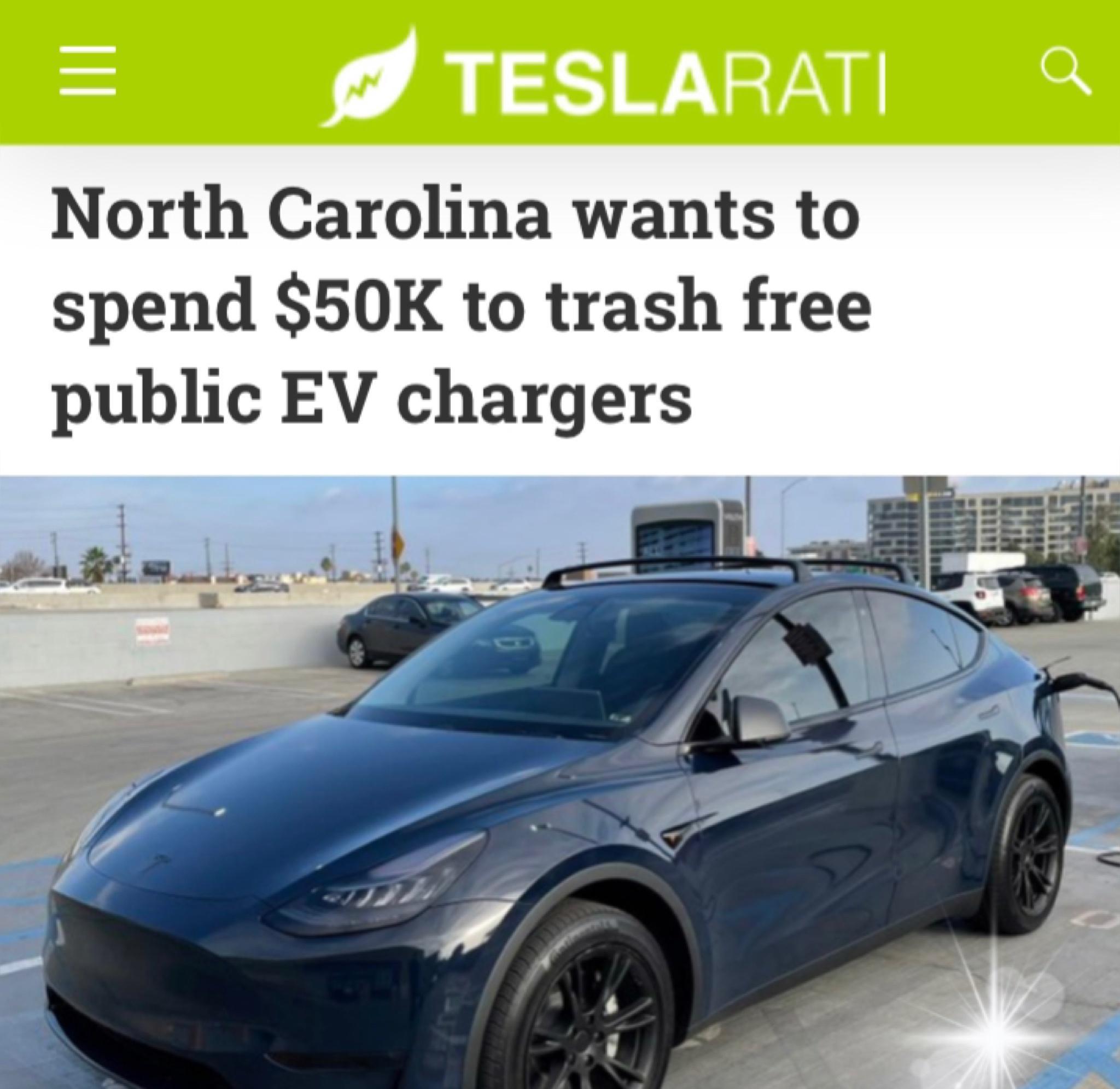 North Carolina wants to spend 50K to trash free public EV chargers ahdrim il 4